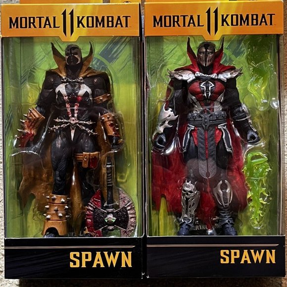 2  McFarlane Toys Mortal Kombat Red & Yellow SPAWN & 7" Action Figures Lot Misb - Picture 1 of 2